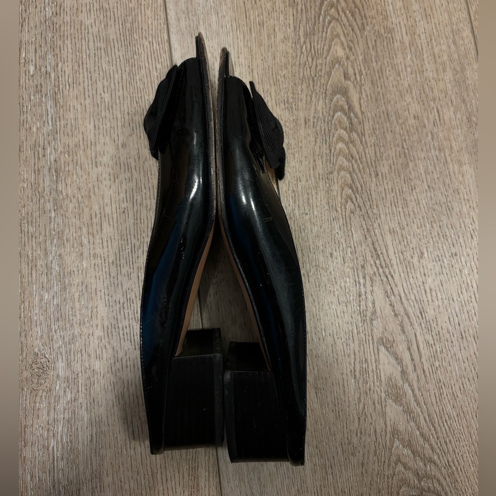 Salvatore Ferragamo Patent Leather Bow Accents  Block Heels Slides - Picture 6 of 15